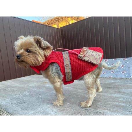 Kutyaruha - Könnyű, hálós anyagú trikó, hátul stílusos kistáskával - piros színben