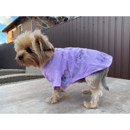 Kutyaruha - Pamut Kutyapóló lila színben, nyuszis mintával