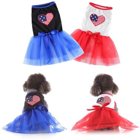 Kutyaruha - Nyári, könnyű kutyaruha amerikai zászlós szív mintával - kétféle színben